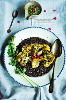 Cauliflower Steak with Black Quinoa and Cilantro Pomegranate Pesto