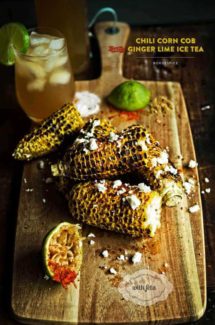 Chili Corn Cob with Feta + Ginger Lime Ice Tea