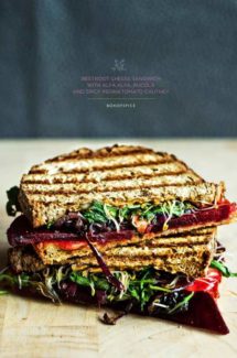 Beetroot  Cheese Sandwich with Alfa Alfa, Rucola and A Spicy Indian Tomato Chutney