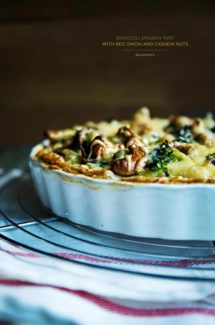 Broccoli Spinach Tart with Cashew Nuts & Red Onion