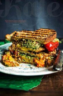 Blood Orange Cheese Sandwich with Grilled Bell Pepper and Kale Pesto