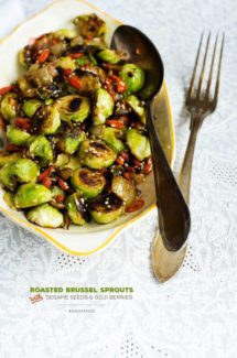 Roasted Brussels Sprouts with Sesame Seeds and Goji Berries