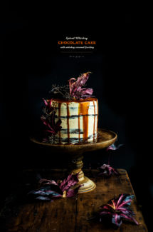 Spiced Whiskey Chocolate Cake with Whiskey Caramel Frosting