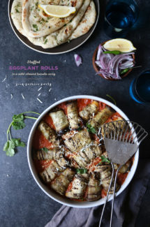 Guest Post: Stuffed Eggplant Rolls in a Mild Almond Tomato Curry
