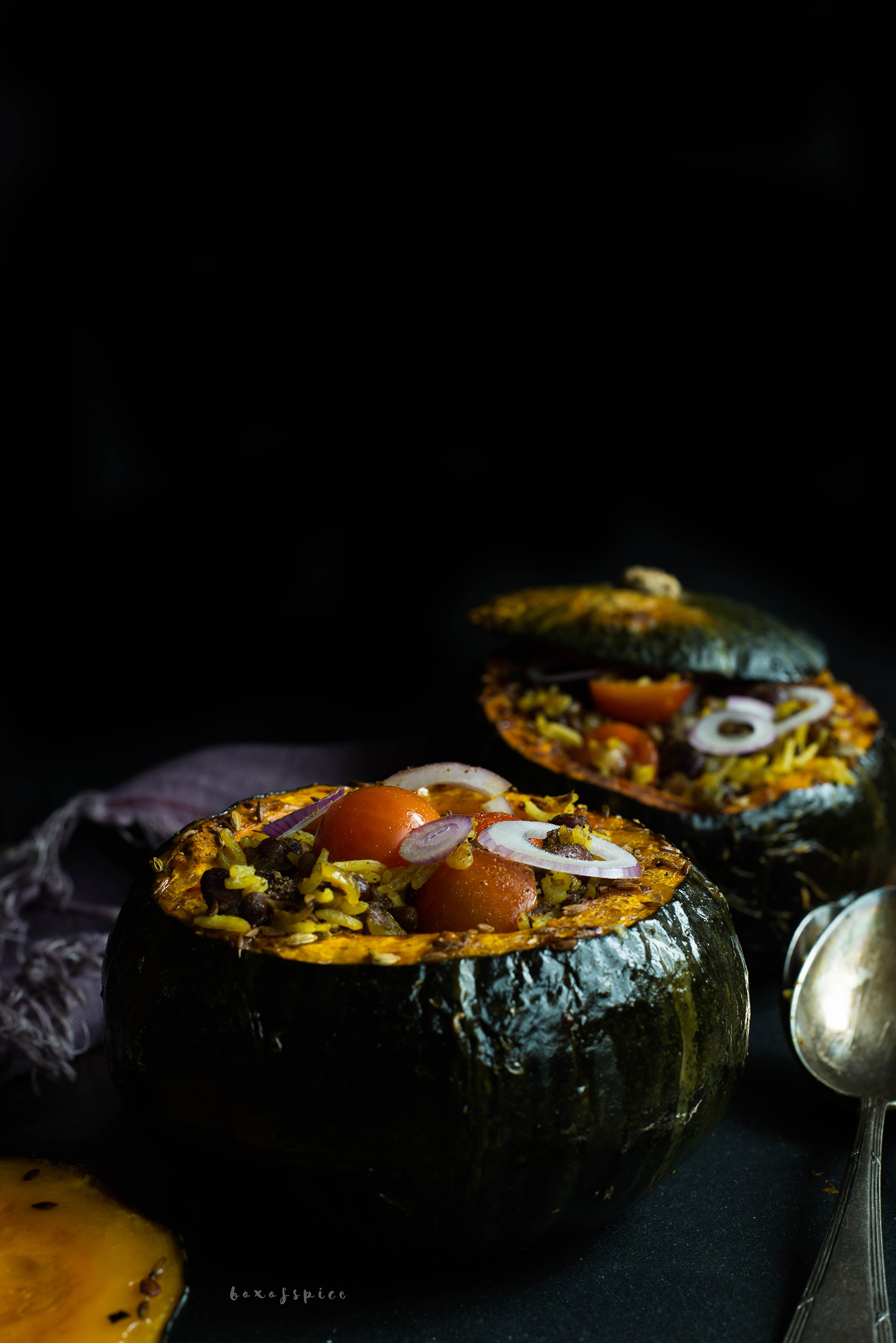 Red Beans and Basmati Stuffed Kabocha Squash I Boxofspice