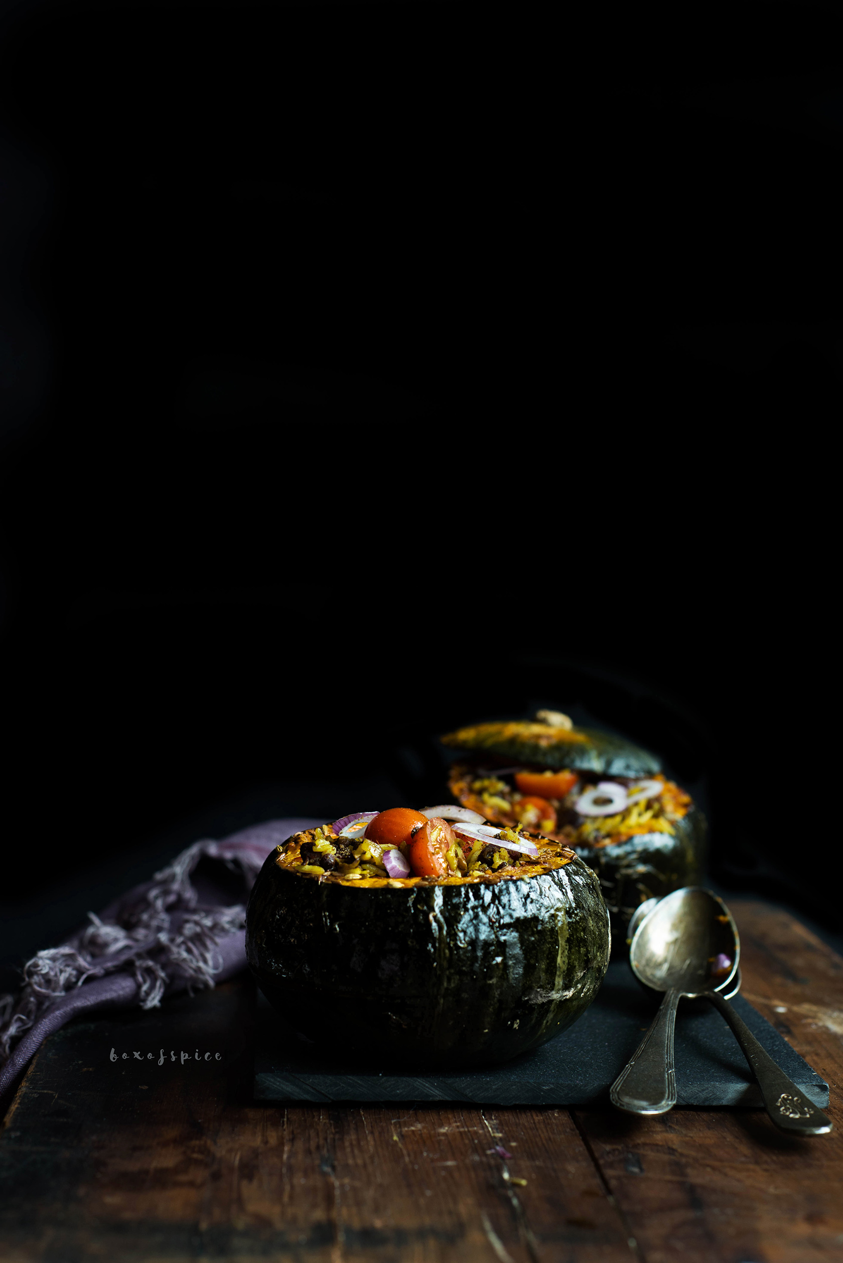 Red Beans and Basmati Stuffed Kabocha Squash I Boxofspice