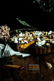 Chocolate Gajar Halwa Pie with Walnut Oat Crust