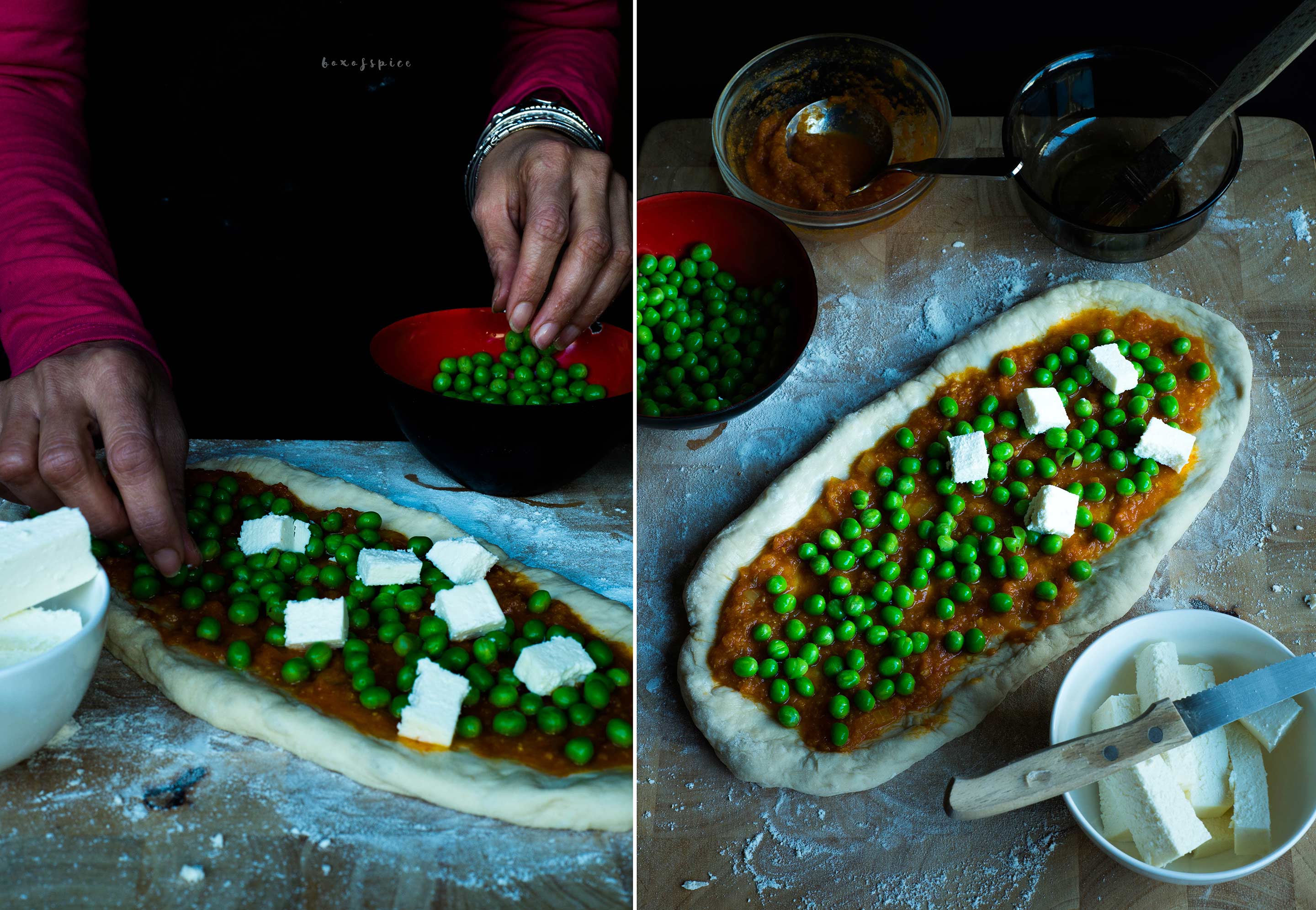 Matar/Peas and Paneer Pizza I Boxofspice