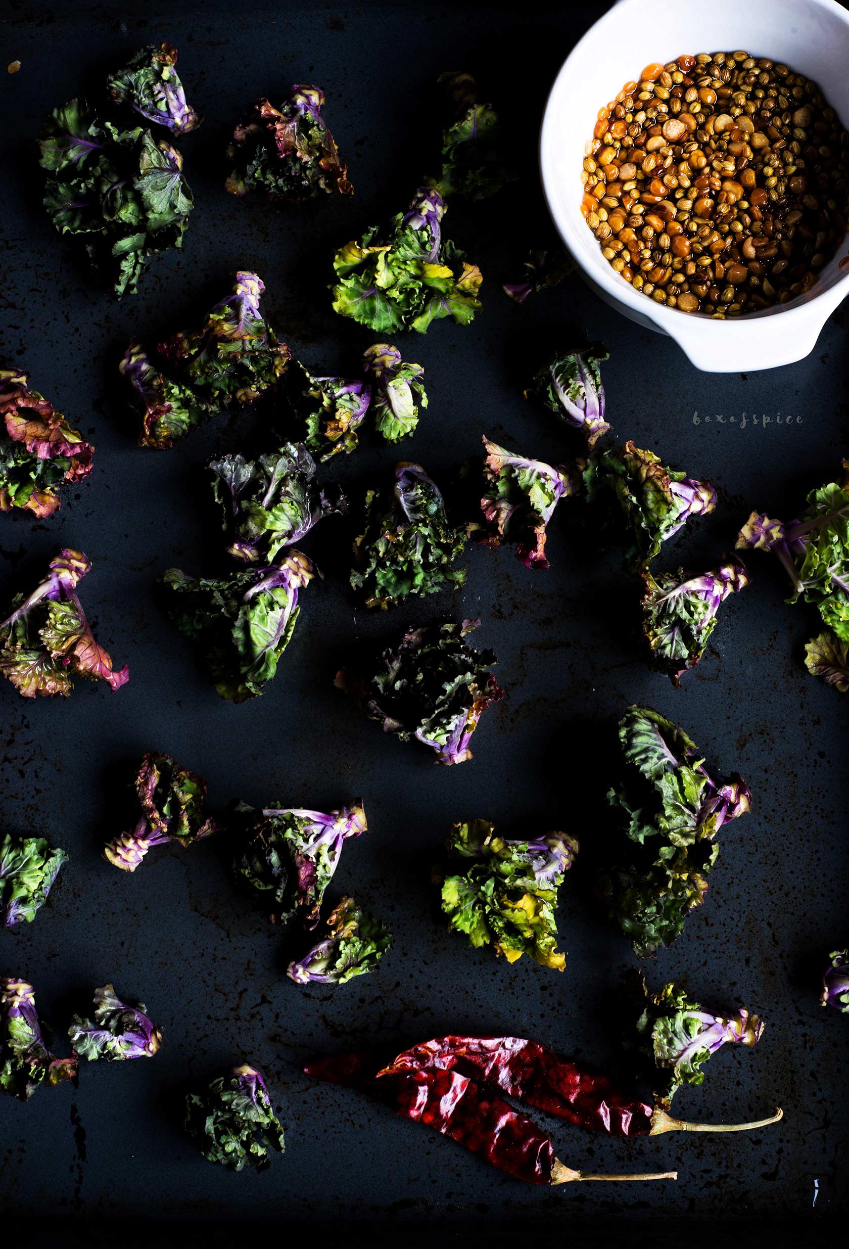 South Indian Style Roasted Kale Sprouts with Turmeric Onions I Boxofspice