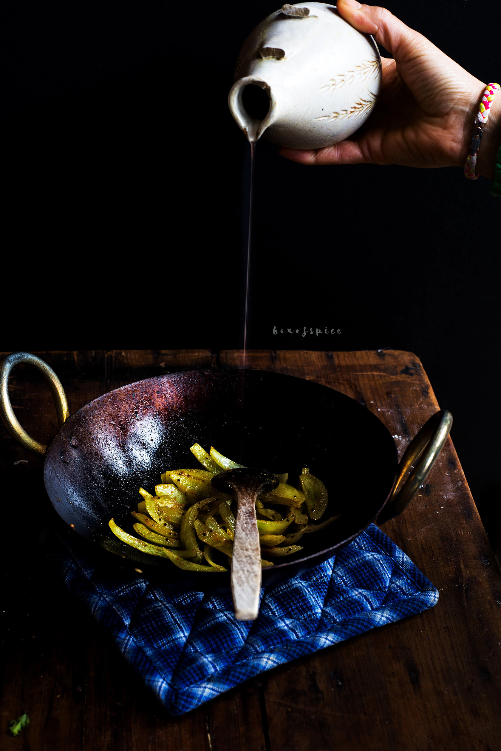 South Indian Style Roasted Kale Sprouts with Turmeric Onions I Boxofspice