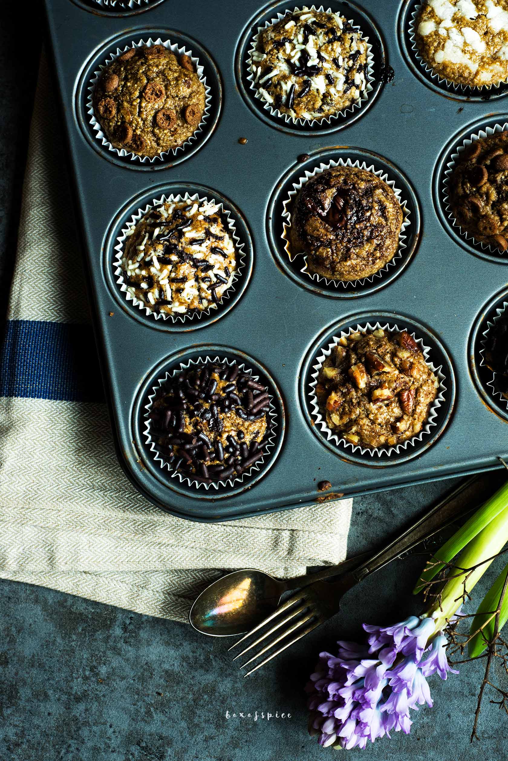20 Minute Whole Wheat Banana Muffins I Boxofspice