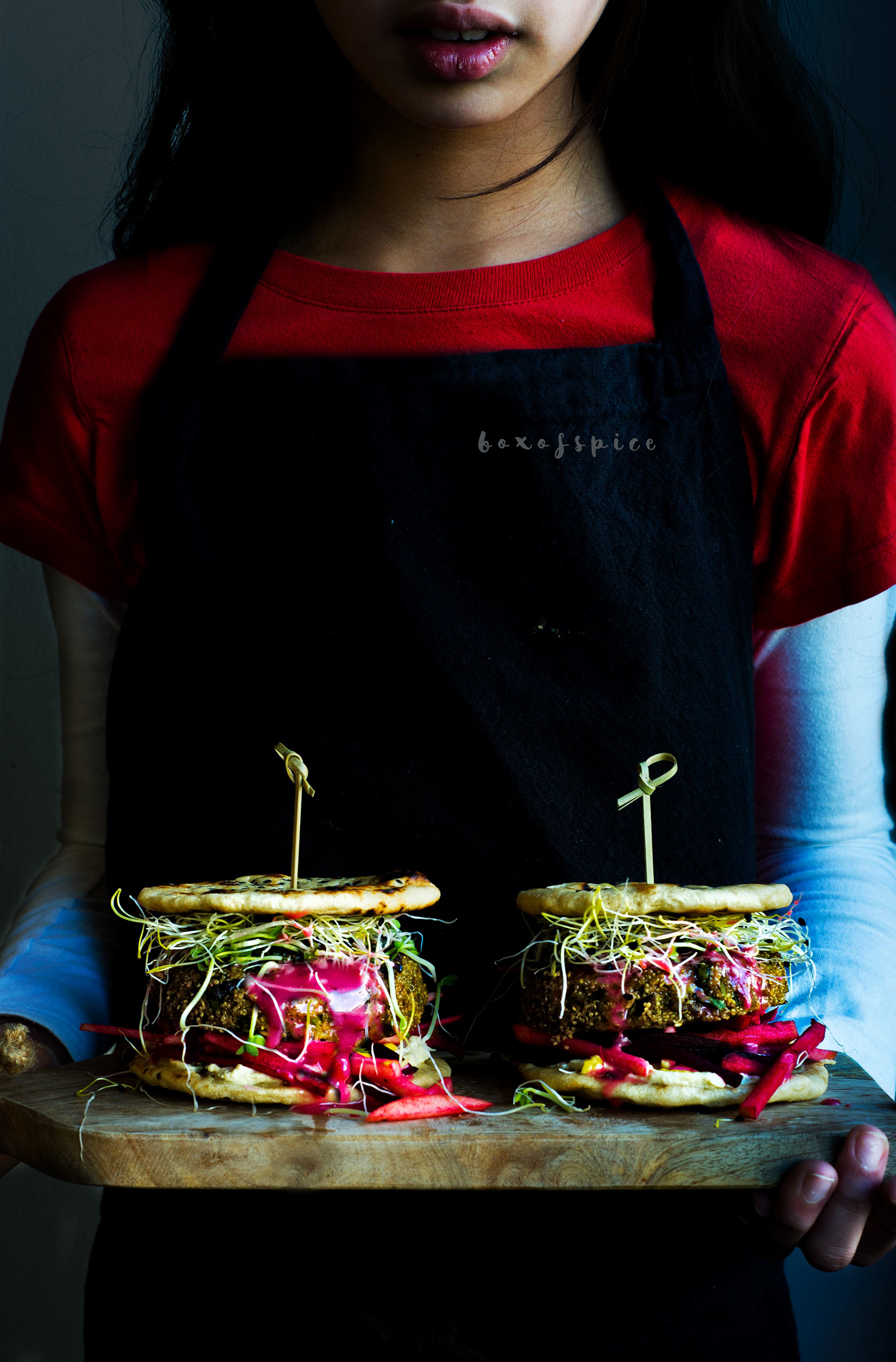 Fava Bean and Amaranth Shoarma Naan Slider with Hummus I Boxofspice