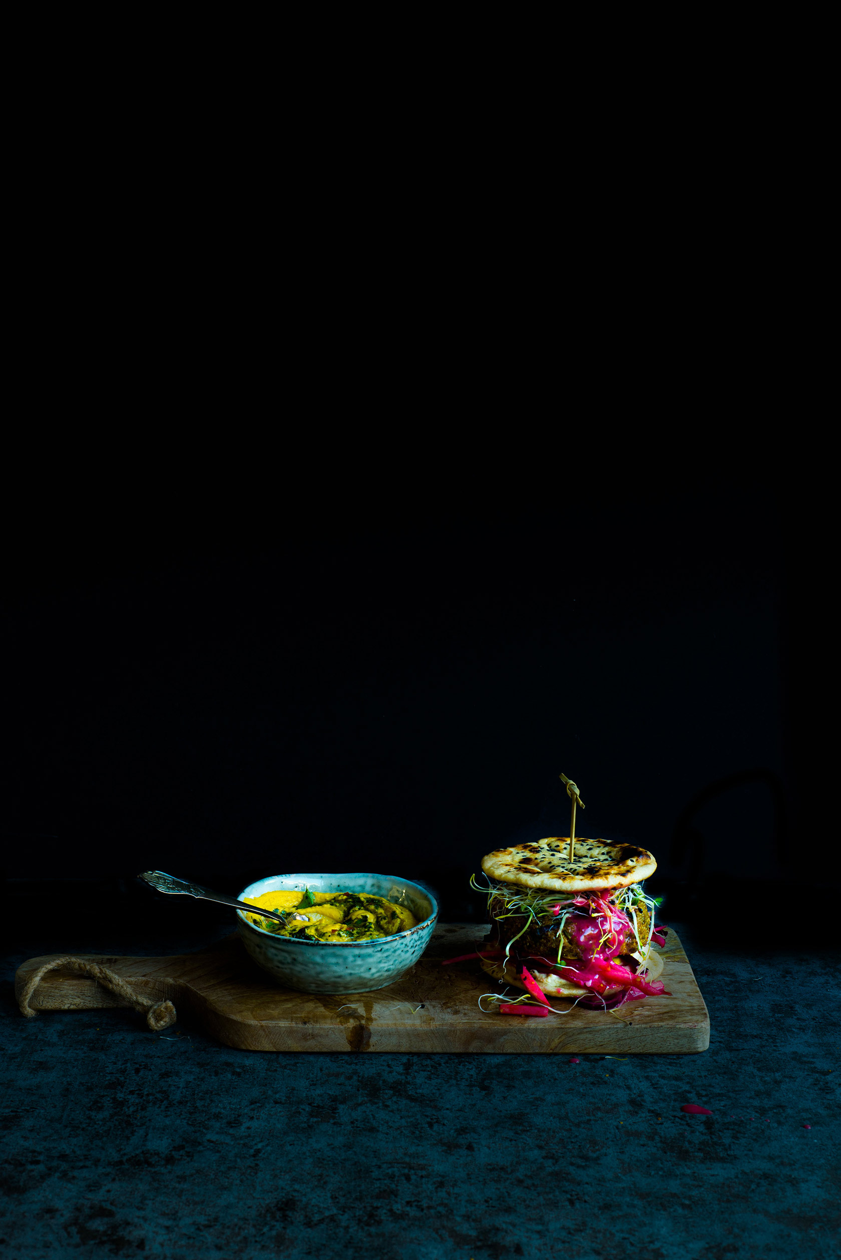 Fava Bean and Amaranth Shoarma Naan Slider with Hummus I Boxofspice