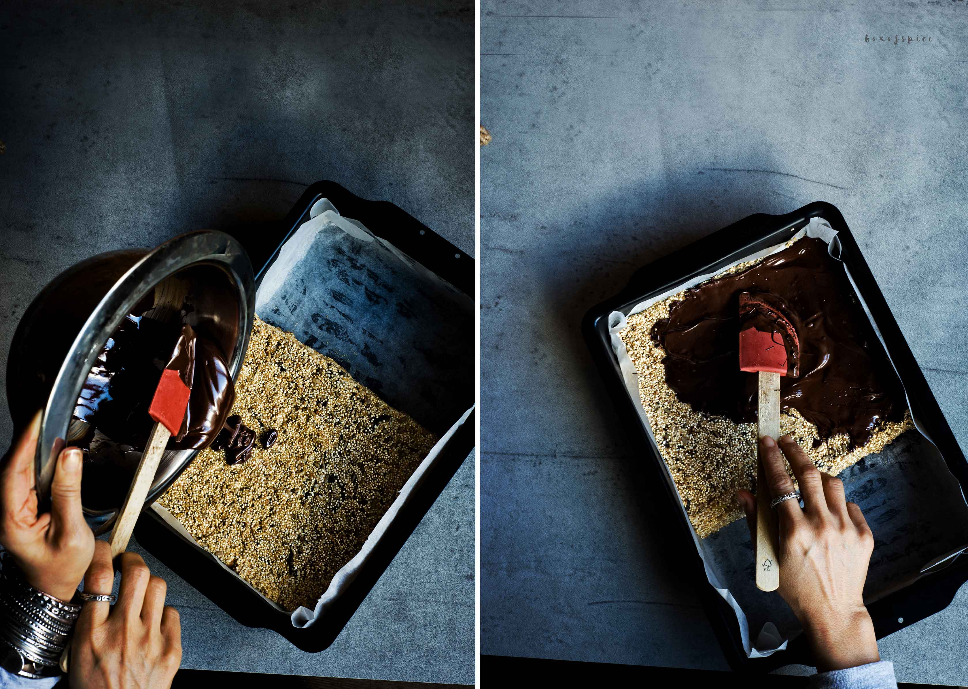 Chocolate Quinoa Sesame Bars with Figs and Sunflower Seeds I Boxofspice