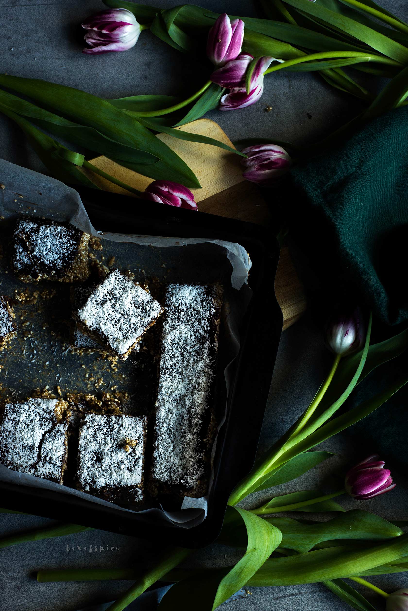 Chocolate Quinoa Sesame Bars with Figs and Sunflower Seeds I Boxofspice
