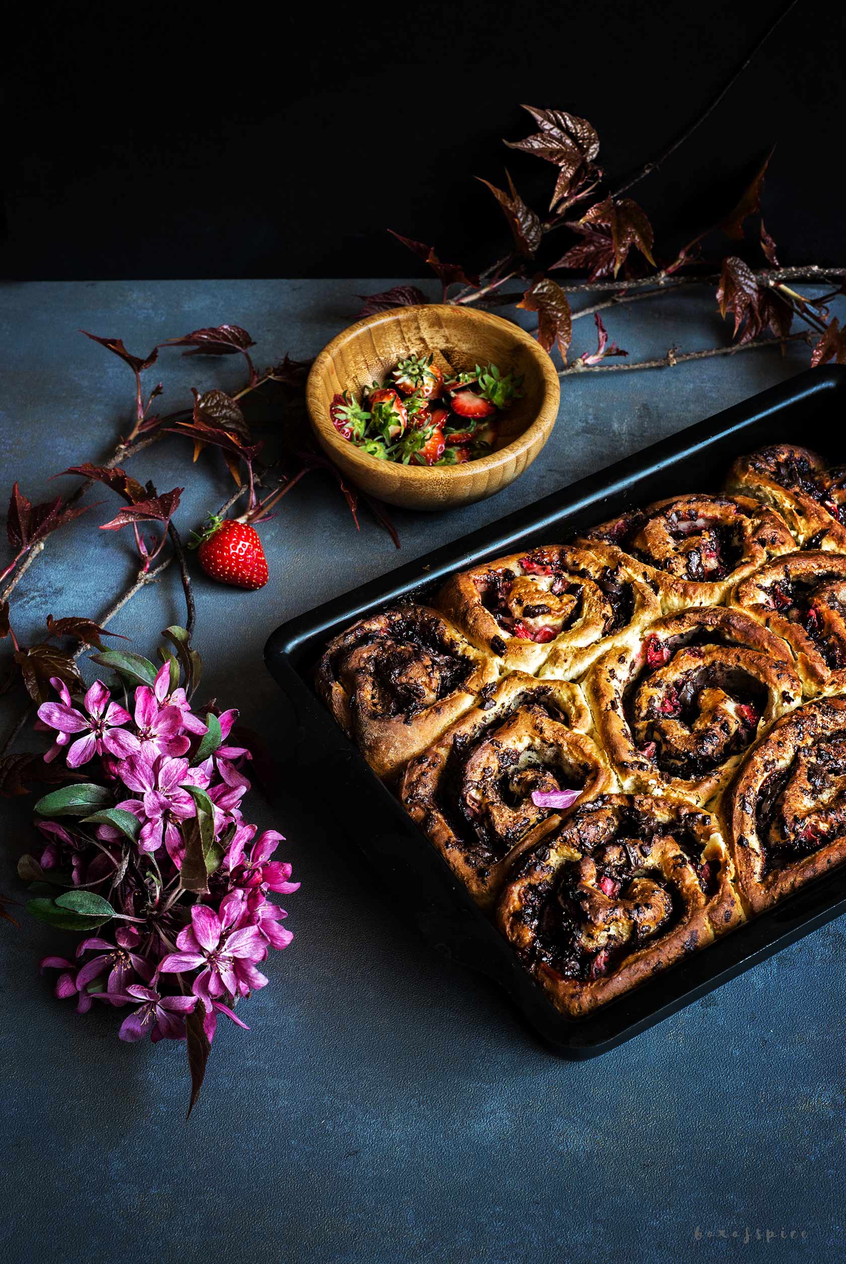 Strawberry Chocolate Rolls with Roasted Fennel Seeds I Boxofspice