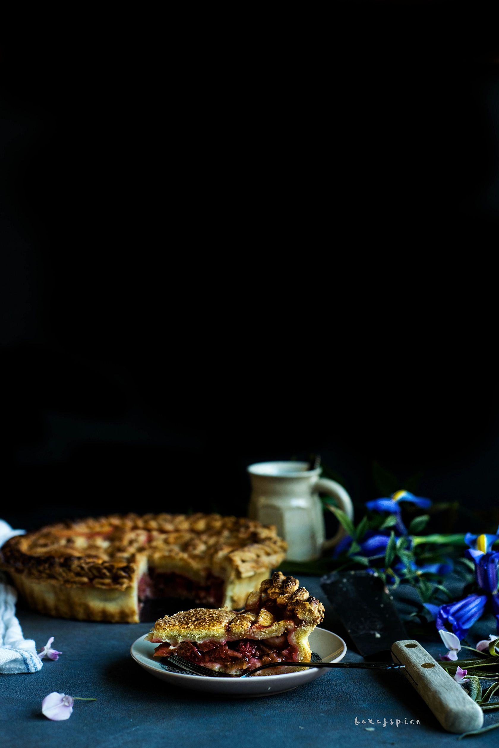 Strawberry Rhubarb Pie with Curry Leaf Butter I Boxofspice