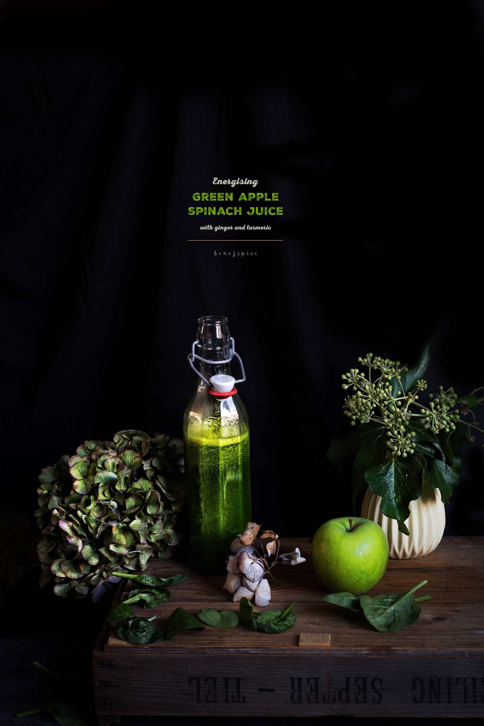 Energising Green Apple Spinach Juice I Boxofspice
