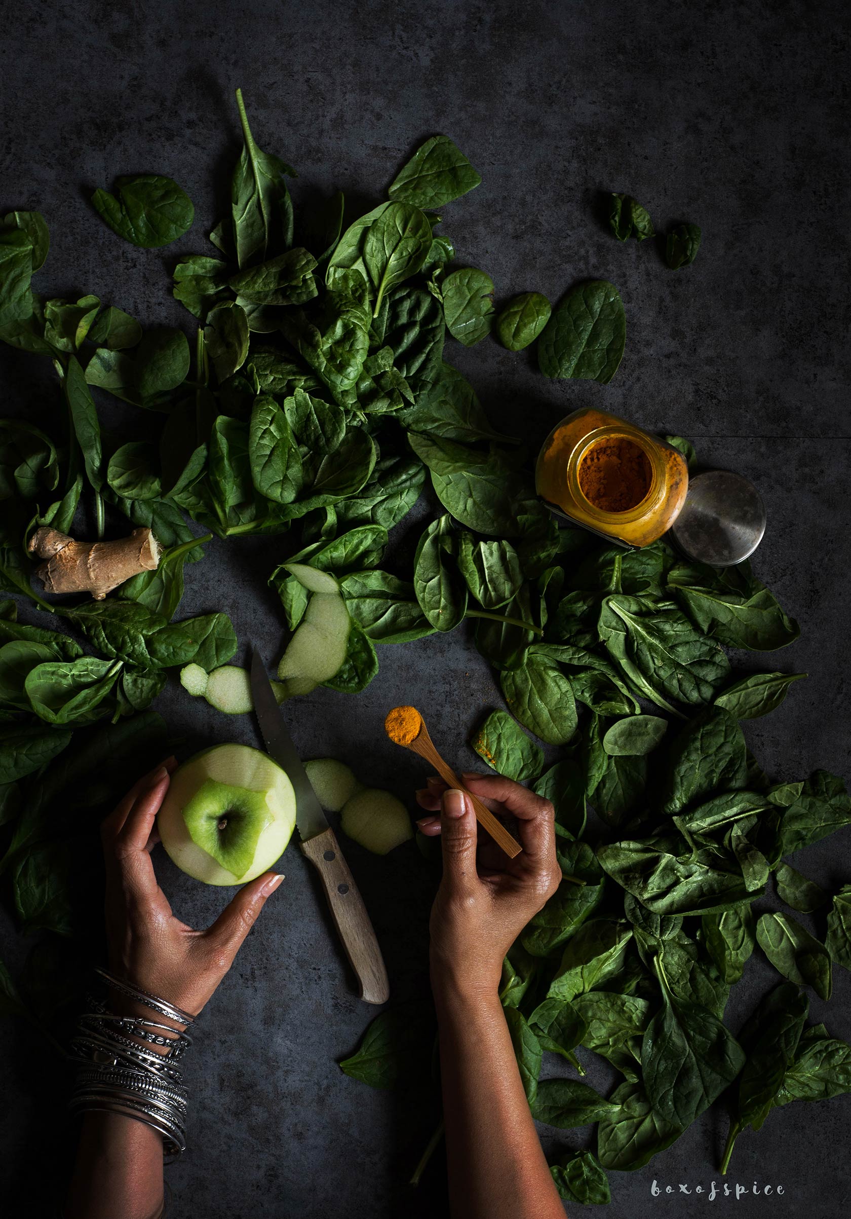 Energising Green Apple Spinach Juice I Boxofspice