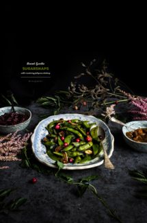 Burnt Garlic Sugar Snaps + Cranberry Chutney