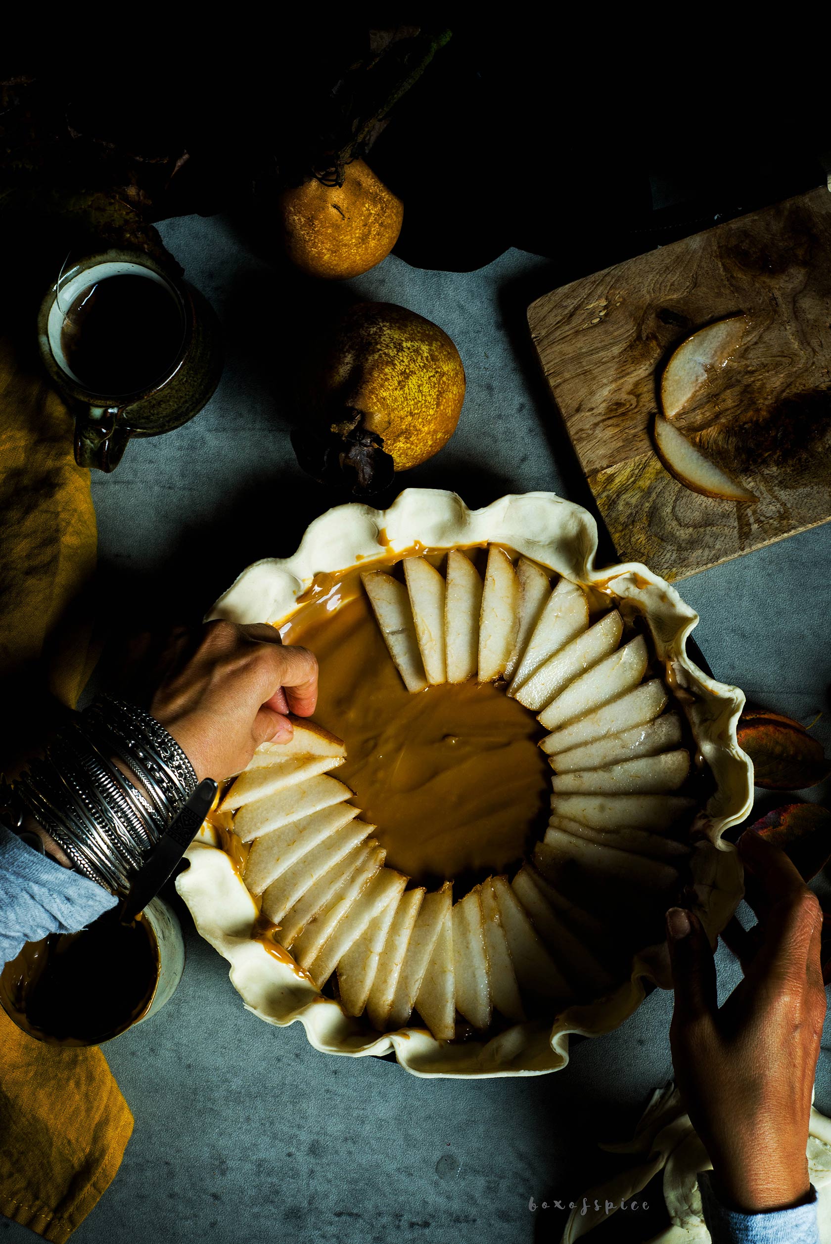 Cardamom Dulce de Leche Pear Tart I Boxofspice